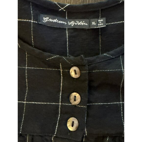 Gudrun Sjöden Asta Artist Black/White Linen Blend Button-Down Tunic Top Size XL - Picture 3 of 7